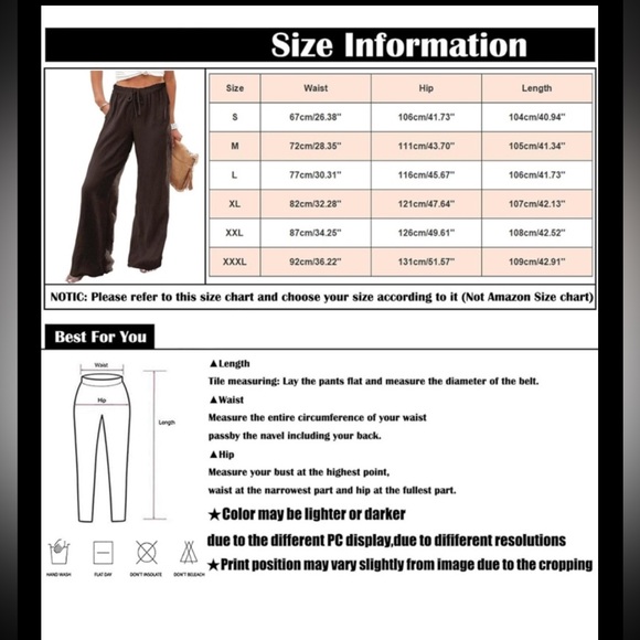 Linen Drawstring High Waisted Casual Loose Fit Wide Leg Stretchy Long Leg Pants - Picture 15 of 15